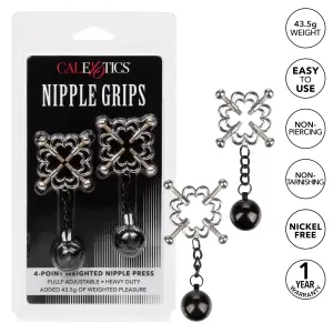 California Exotics - Nipple Grips 4 Point Weighted Nipple Press Clamps (Silver)