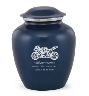 Grace Sports Bike Custom Engraved Adult Cremation Urn for in Blue