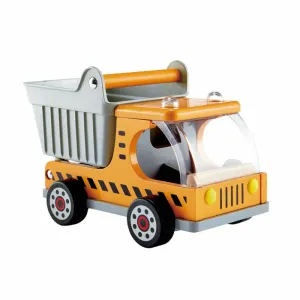 Hape Wooden Dumper Truck - Yellow - Creative Construction Toy for Kids