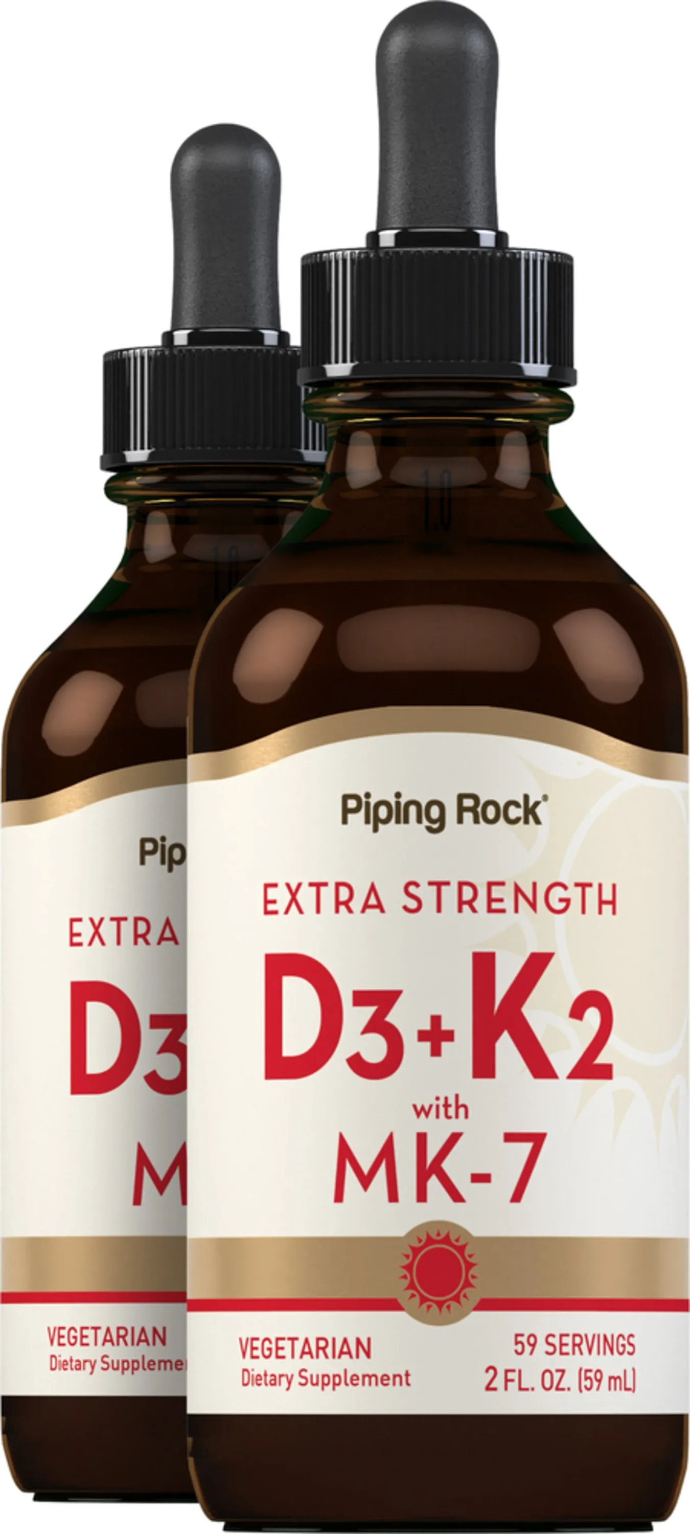 Liquid Vitamin D3 & K-2, 2 fl oz (59 mL) Dropper Bottle, 2  Dropper Bottles