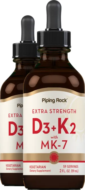 Liquid Vitamin D3 & K-2, 2 fl oz (59 mL) Dropper Bottle, 2  Dropper Bottles