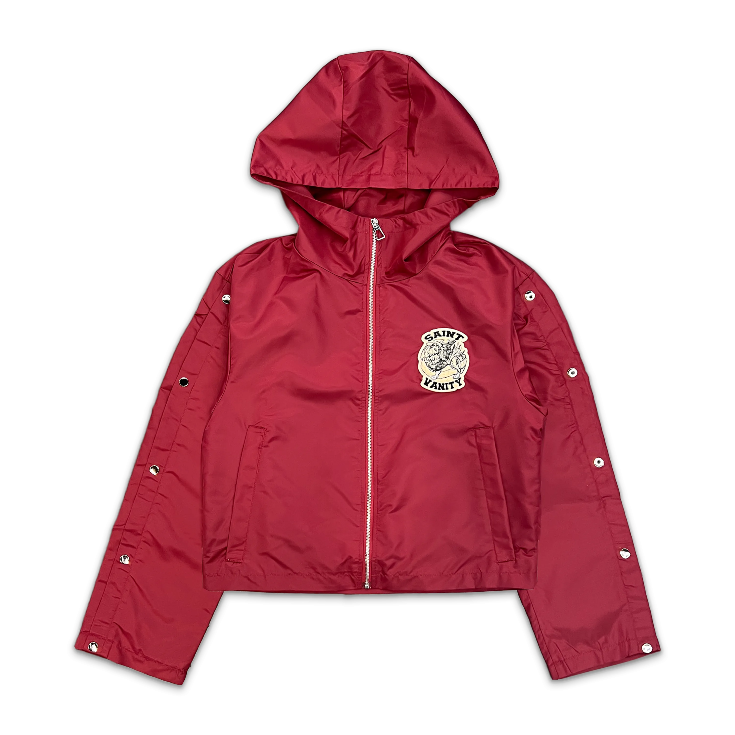 Nylon Hooded Track Jacket Maroon