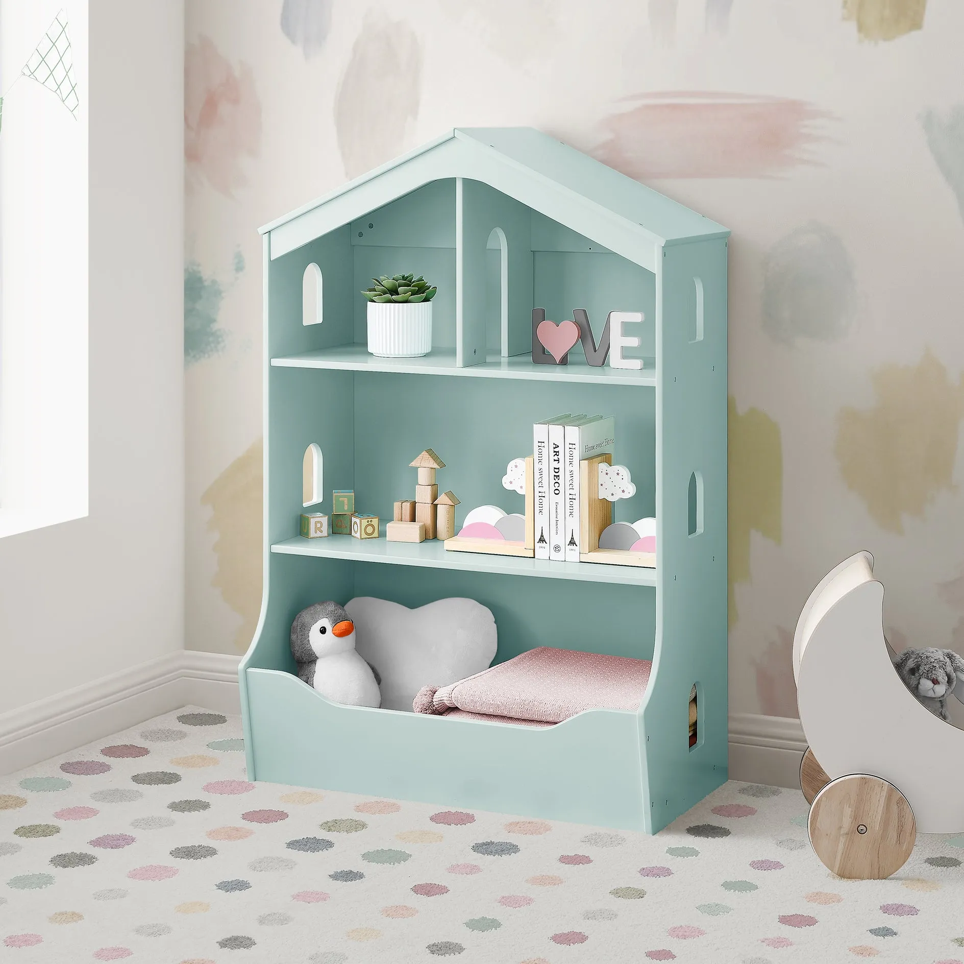 Playhouse Bookcase with Toy Storage