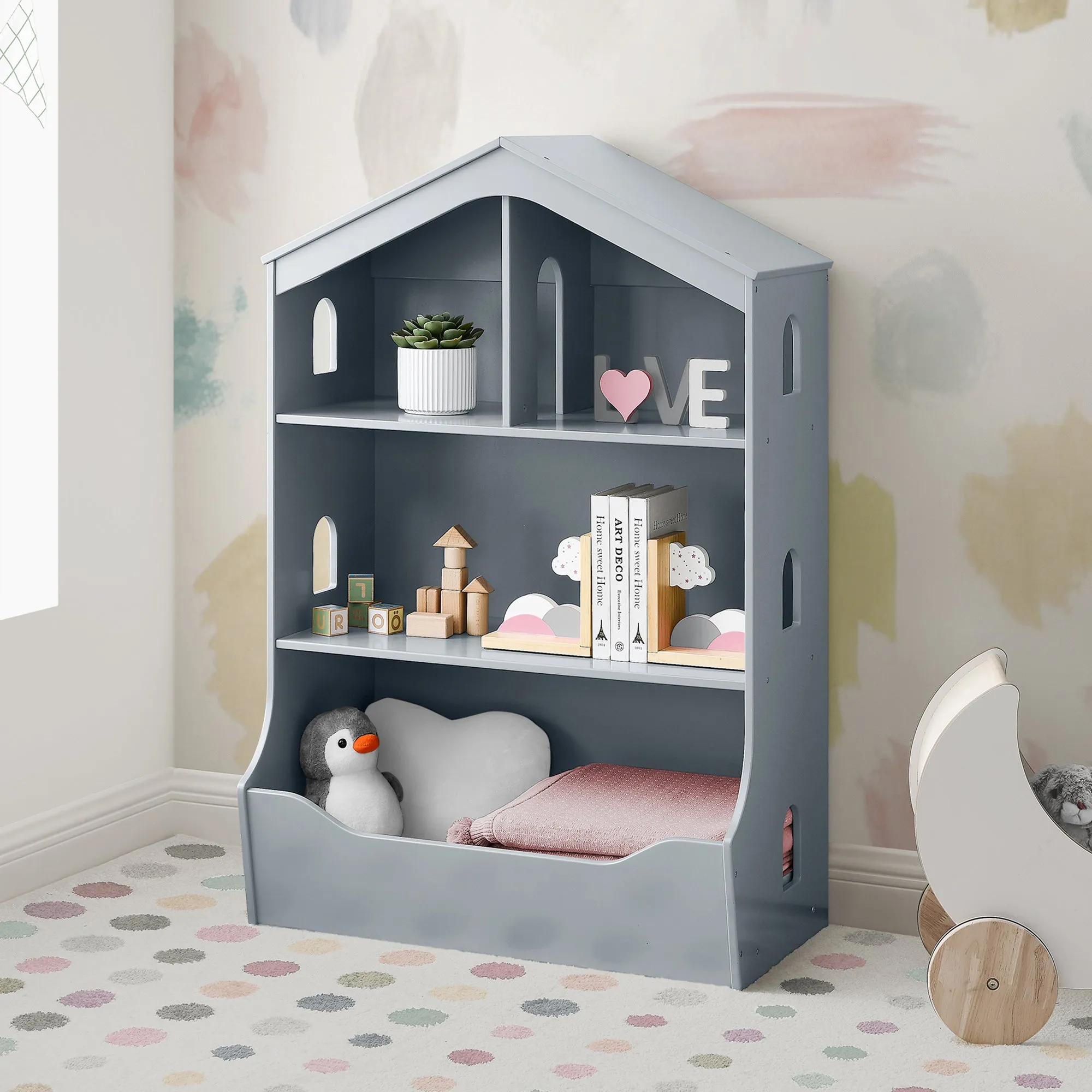 Playhouse Bookcase with Toy Storage