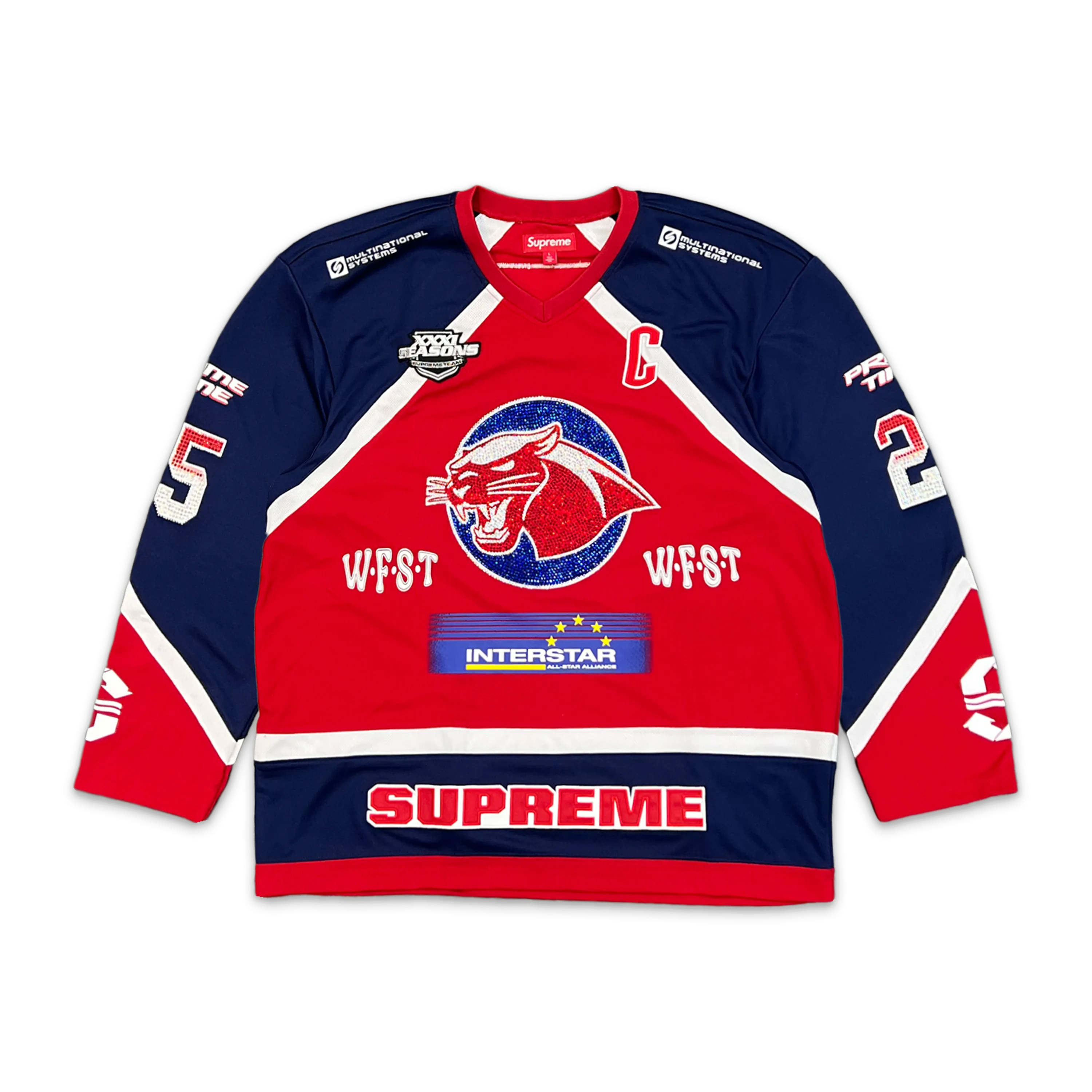 Rhinestone Hockey Jersey Red