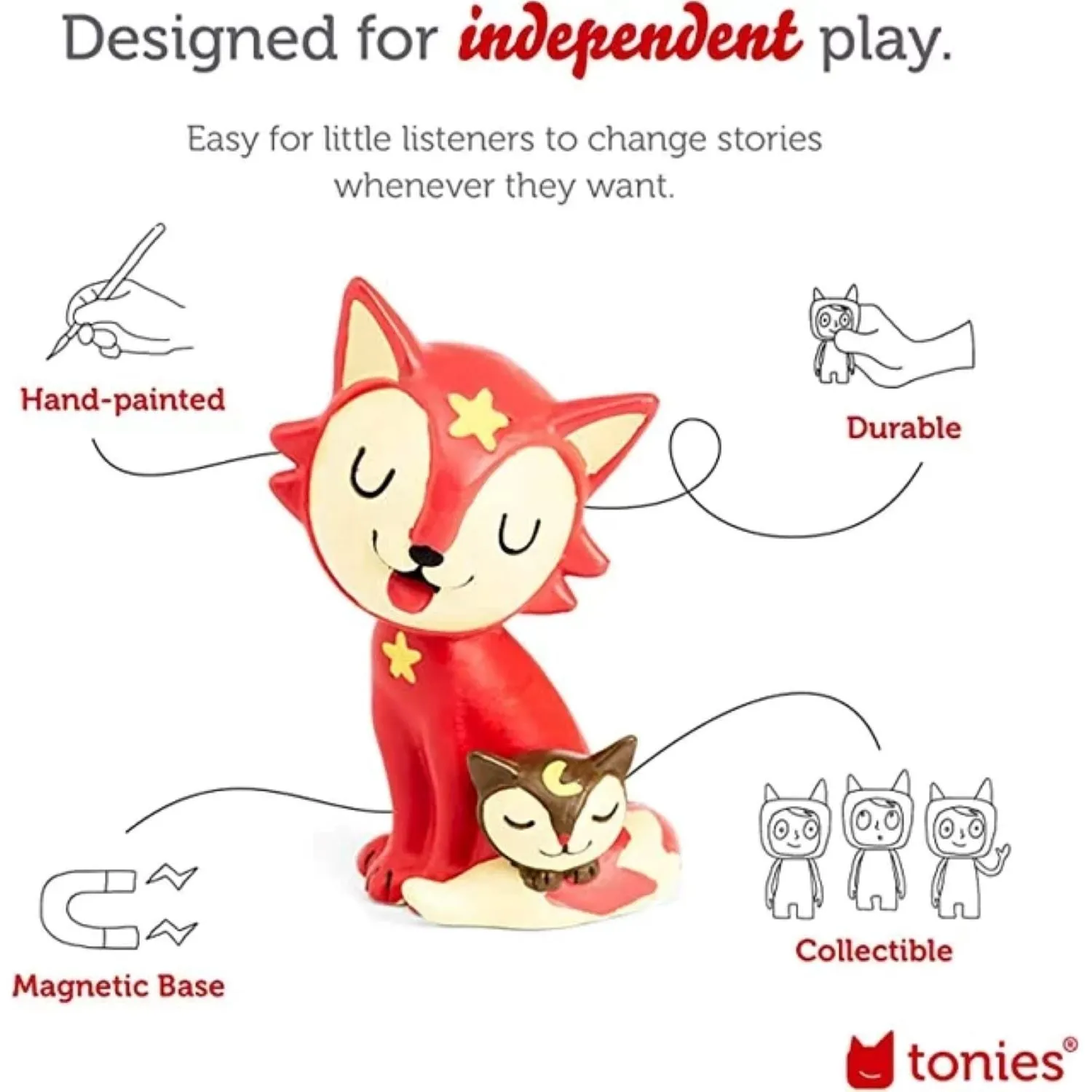 Tonies 10000539 Bedtime Songs, Audio Play Figurine for Portable Speaker, Small, Red, Plastic