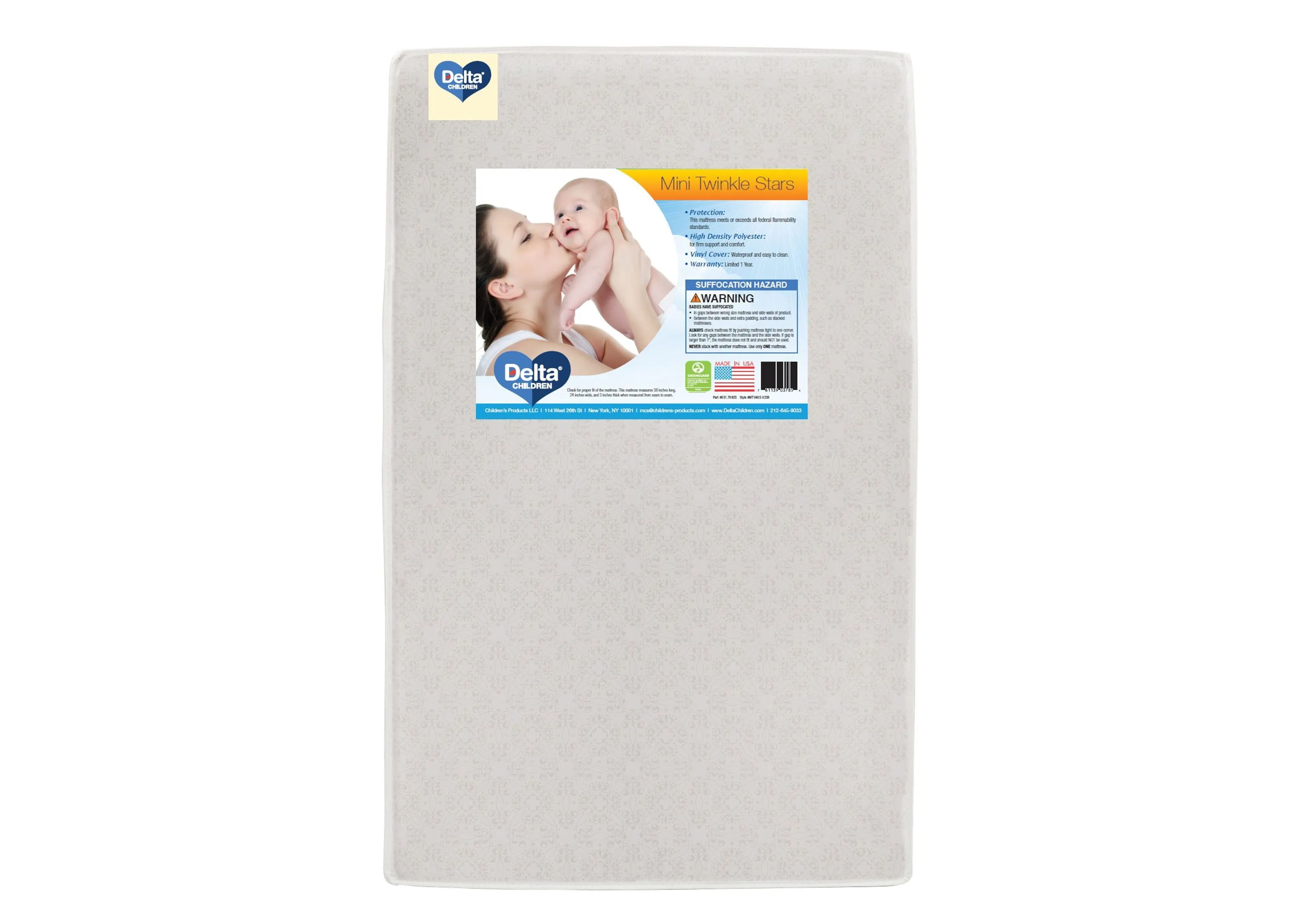 Twinkle Stars 3-inch Mini/Portable Crib Mattress