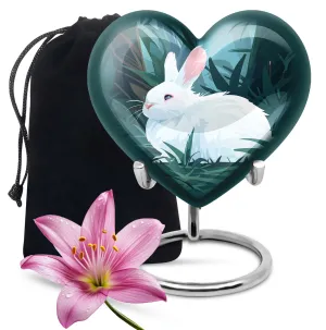 White Bunny Moon Ceremonial Cremation Urn, Designed for Tranquil Rest