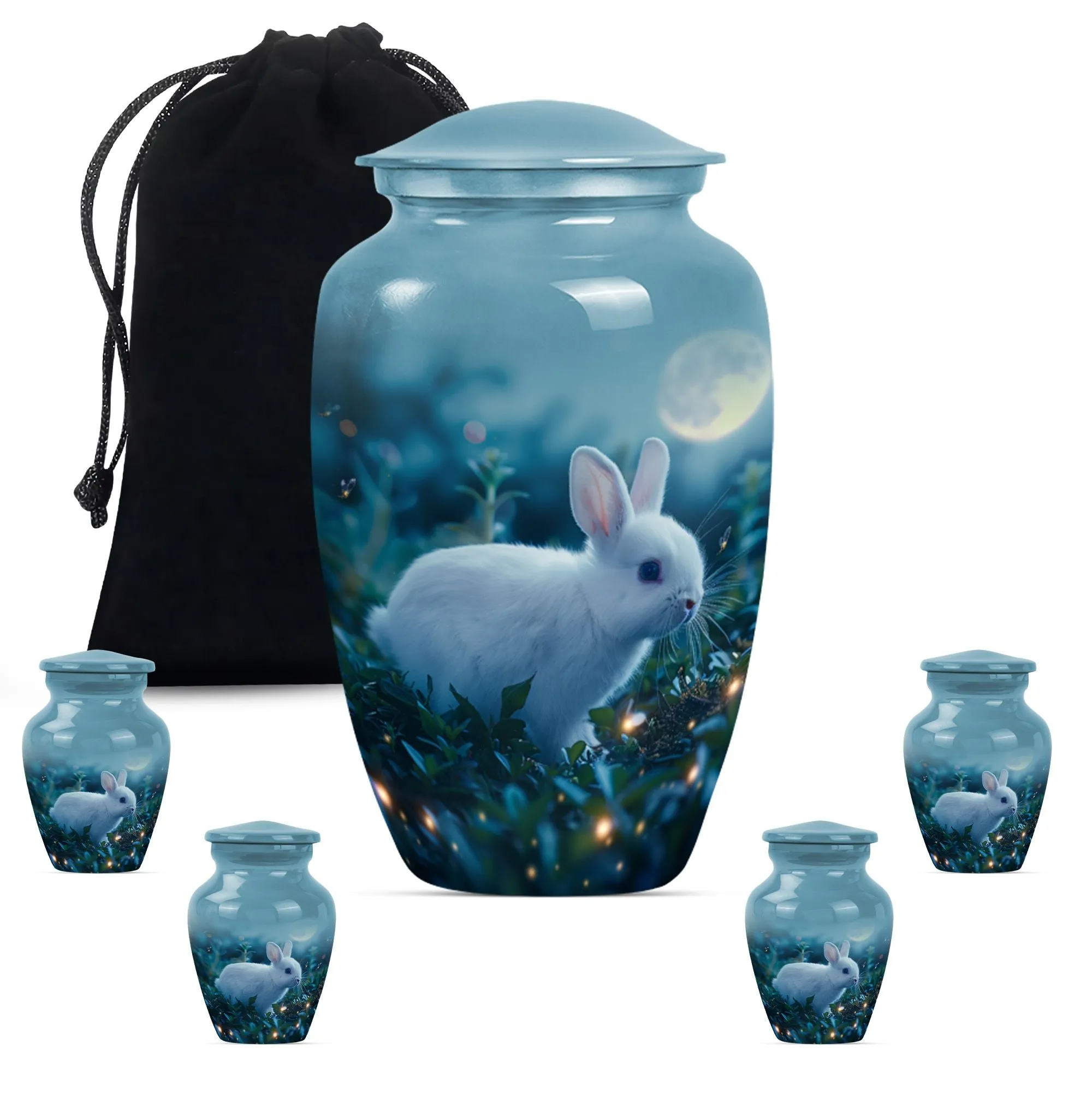 White Bunny Moon Reverence | Large Cremation Urn for Adult Ashes