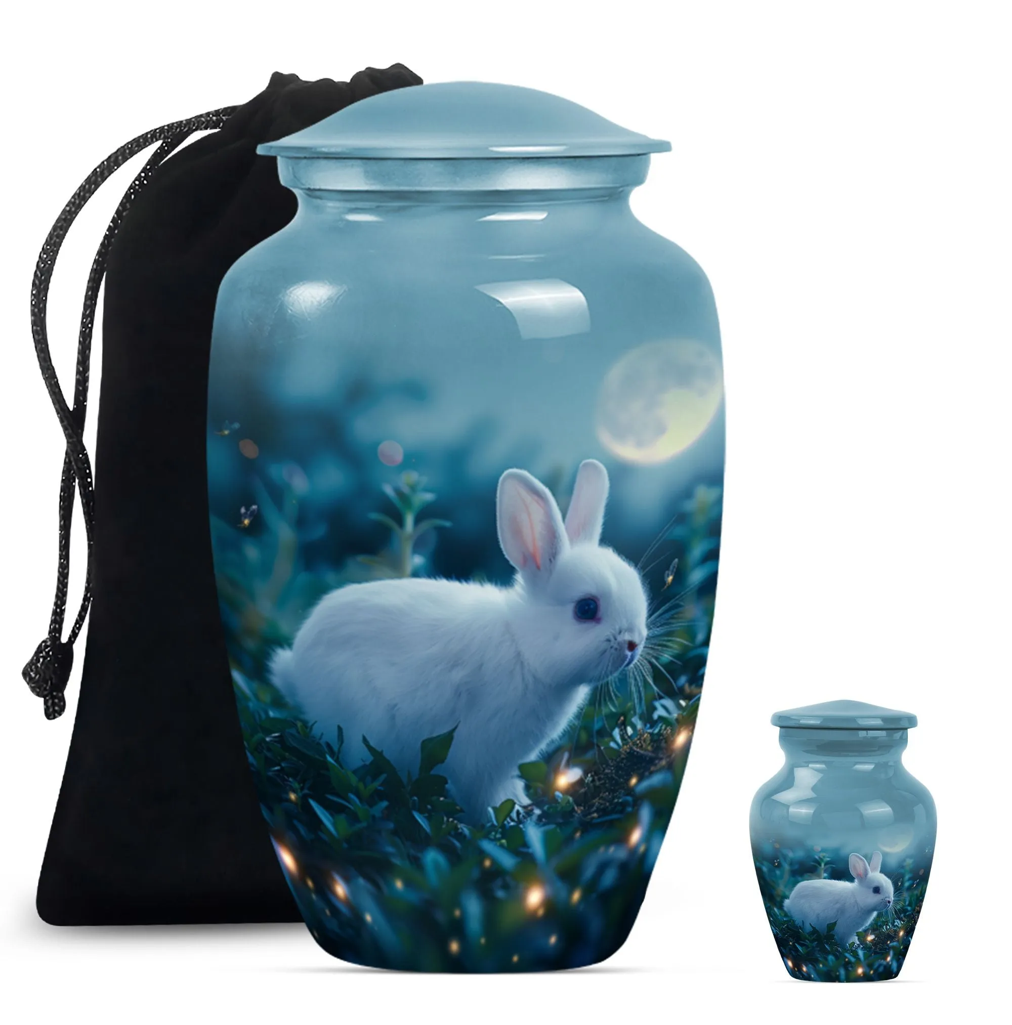 White Bunny Moon Reverence | Large Cremation Urn for Adult Ashes