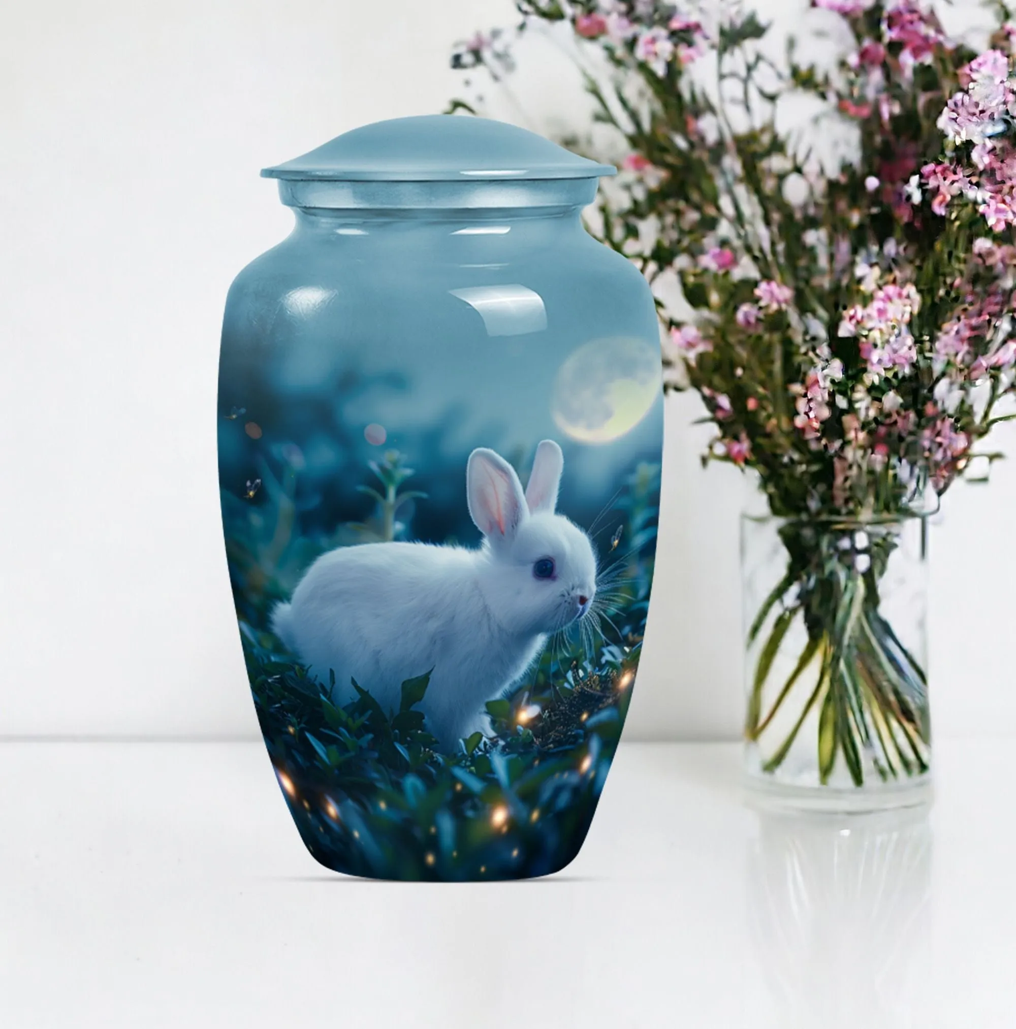 White Bunny Moon Reverence | Large Cremation Urn for Adult Ashes