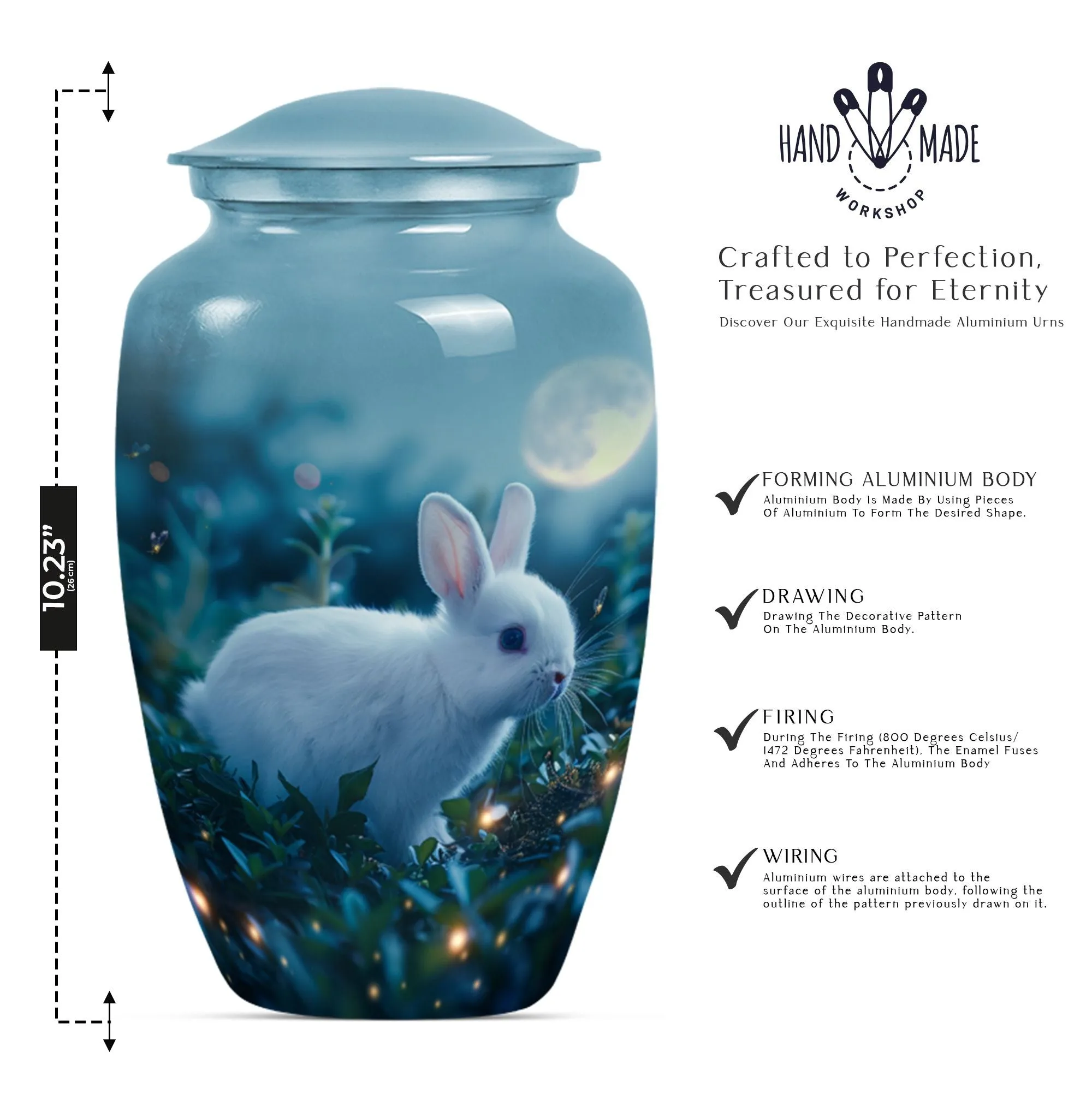 White Bunny Moon Reverence | Large Cremation Urn for Adult Ashes