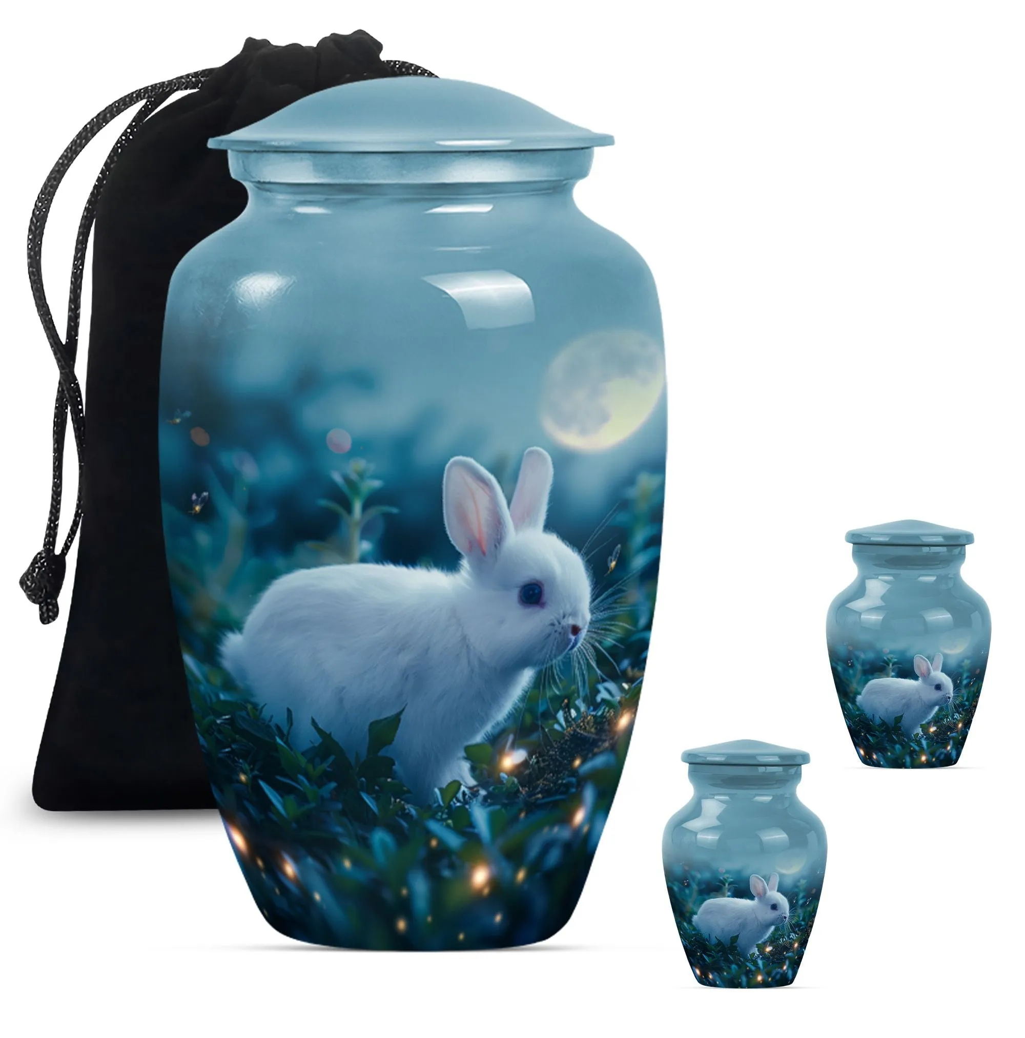 White Bunny Moon Reverence | Large Cremation Urn for Adult Ashes