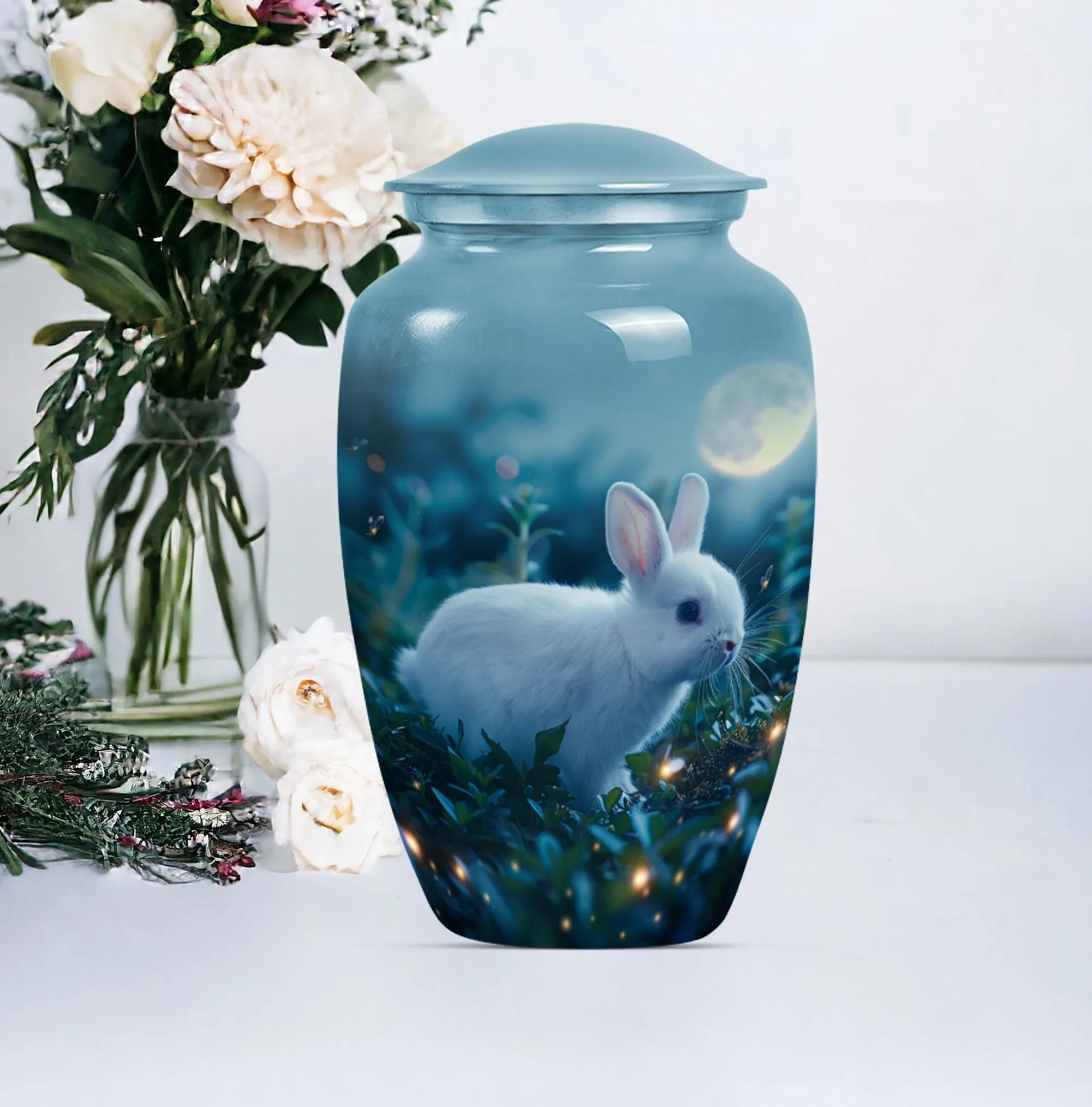 White Bunny Moon Reverence | Large Cremation Urn for Adult Ashes